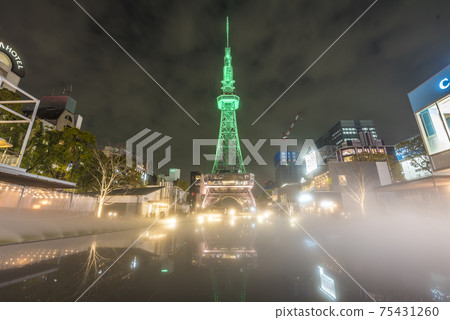Aichi Prefecture Nagoya TV Tower Hisaya Odori Park Night view 75431260