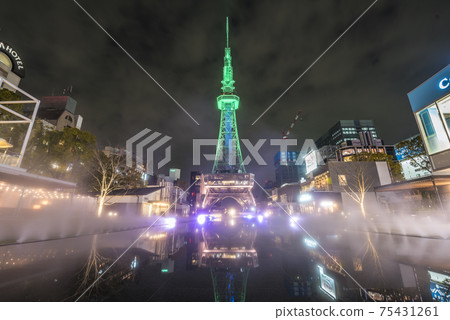 Aichi Prefecture Nagoya TV Tower Hisaya Odori Park Night view 75431261