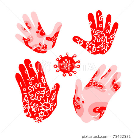 Corona virus. Vector illustration. Hand drawn set 75432581
