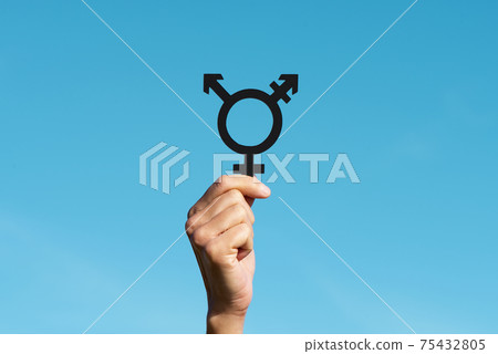 person with a transgender symbol 75432805