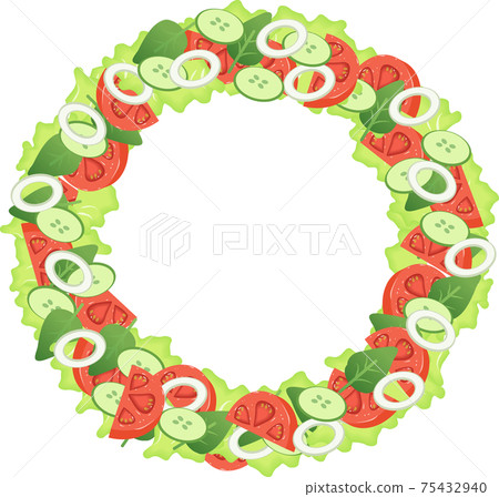 蔬菜沙拉花圈風格框架 蔬菜沙拉花圈風格框架 75432940