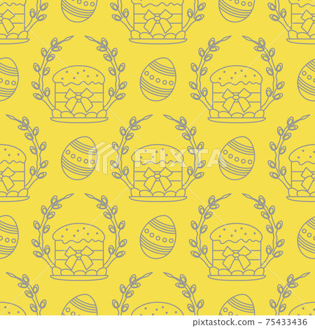 Vector seamless pattern Easter symbols Festive Egg Vector seamless pattern Easter symbols Festive Egg 75433436