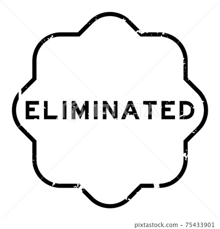 Grunge black eliminated word rubber seal stamp on white background 75433901