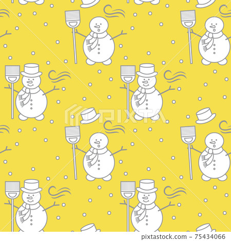 Seamless Pattern With Snowman Broom Hat Wind 插圖素材 圖庫