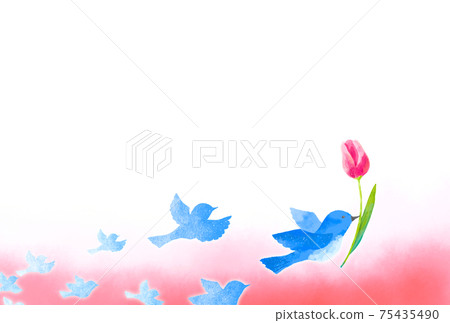 A blue bird frame that carries happiness with a gentle touch of tulips A blue bird frame that carries happiness with a gentle touch of tulips 75435490