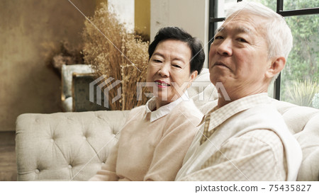 Rich Asian senior elder couple stay home for lockdown together well being family Rich Asian senior elder couple stay home for lockdown together well being family 75435827