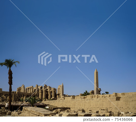 Great Obelisk monuments at Karnak temple Luxor Egypt landmark build for pharoah Great Obelisk monuments at Karnak temple Luxor Egypt landmark build for pharoah 75436066