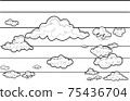 Line art, drawing of clouds on sky atmosphere vector.background illustration. 75436704