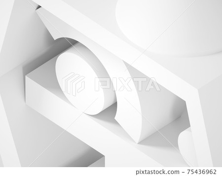 Abstract white geometric installation, 3d primitives Abstract white geometric installation, 3d primitives 75436962