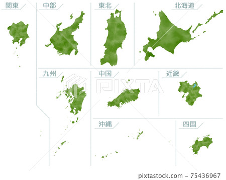 Watercolor style Japan map 75436967
