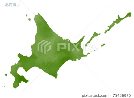 Watercolor-style map of Japan Hokkaido Watercolor-style map of Japan Hokkaido 75436970