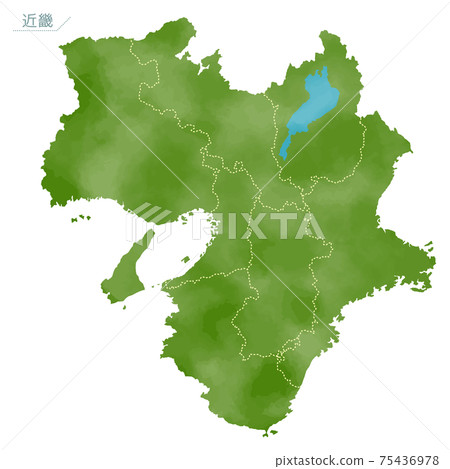 Watercolor-style map of Japan Kinki region 75436978