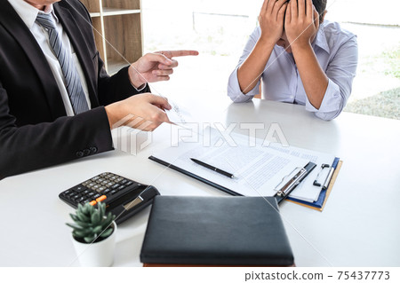 Business boss sending you're fired letter or final remuneration to layoff employee in order to contract for quit or changing of job leaving from job Business boss sending you're fired letter or final remuneration to layoff employee in order to contract for quit or changing of job leaving from job 75437773