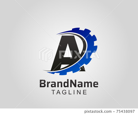 Abstract A Letter, A Gear Swoosh Logo. 75438097
