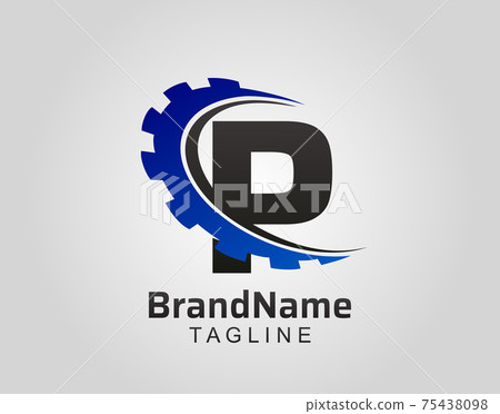 Abstract P Letter, P Gear Swoosh Logo. Abstract P Letter, P Gear Swoosh Logo. 75438098