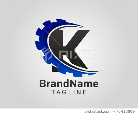 Abstract K Letter, K Gear Swoosh Logo. Abstract K Letter, K Gear Swoosh Logo. 75438099