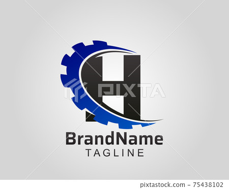 Abstract H Letter, H Gear Swoosh Logo. Abstract H Letter, H Gear Swoosh Logo. 75438102