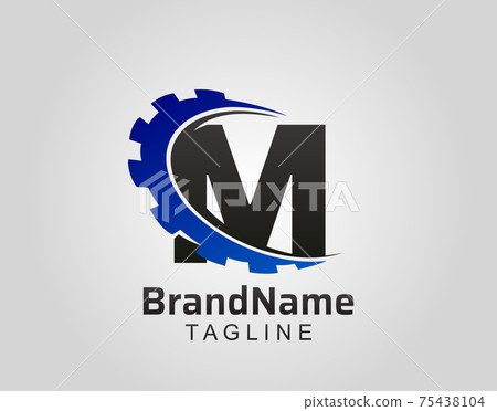 Abstract M Letter, M Gear Swoosh Logo. 75438104
