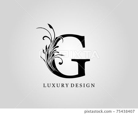 Vintage G Letter Floral Design. Classic Monogram Alphabetical Icon for book design, brand name, stamp, Restaurant, Boutique, Notary, Hotel. 75438407