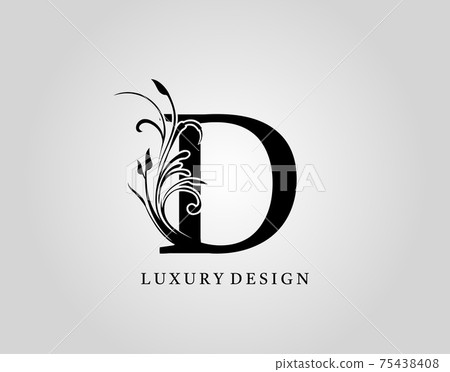 Vintage D Letter Floral Design. Classic Monogram Alphabetical Icon for book design, brand name, stamp, Restaurant, Boutique, Notary, Hotel. 75438408