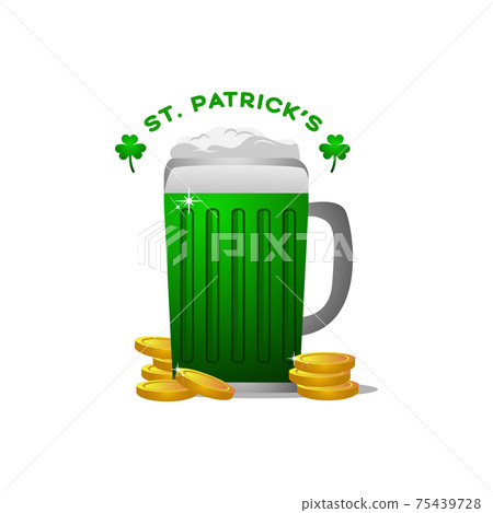 Illustration st patrick's mug with coins design vector 75439728