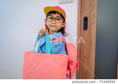 Kindergarten children in uniform preparing for admission 75440094
