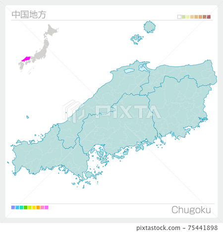 Map of Chugoku region ・ Chugoku (prefecture /... - Stock Illustration ...