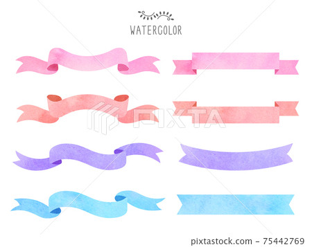 Ribbon watercolor Ribbon watercolor 75442769