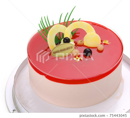 紅色的果醬蛋糕裝飾 紅色的果醬蛋糕裝飾 75443045