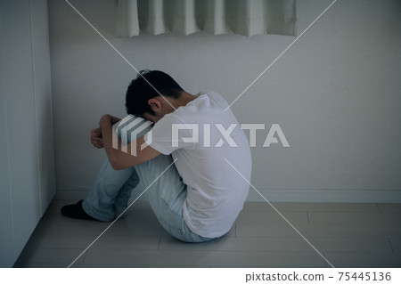 Image of depressed men and withdrawal men Image of depressed men and withdrawal men 75445136