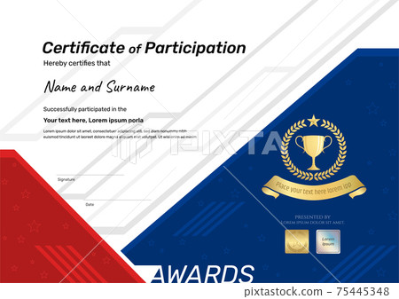 Certificate template sport theme with border frame, Diploma design 75445348