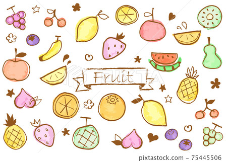 可愛的手繪水彩水果素材集 75445506