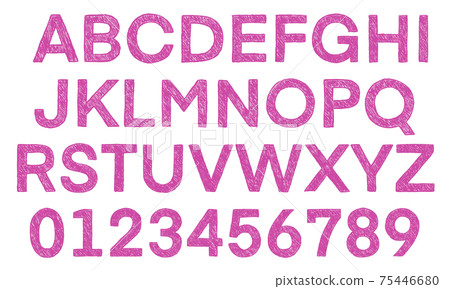 一套粉紅色的數字和大寫字母（手寫風格） 75446680