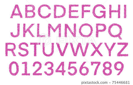 Set of pink numbers and uppercase alphabet (faint) 75446681