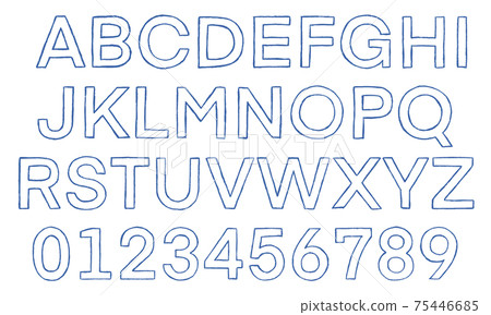 Set of blue numbers and uppercase alphabet (border) Set of blue numbers and uppercase alphabet (border) 75446685