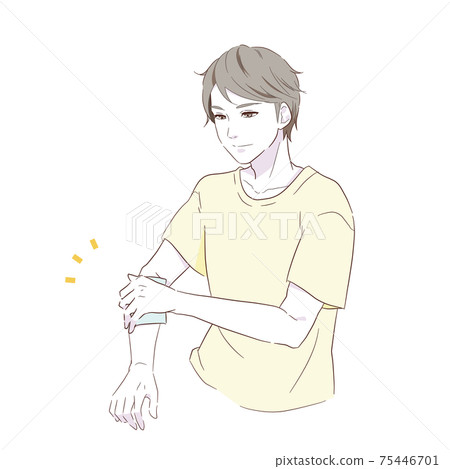Image illustration material of a man wiping the skin with an antiperspirant sheet Image illustration material of a man wiping the skin with an antiperspirant sheet 75446701