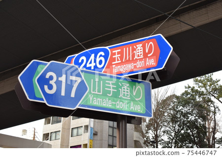 Information board on Tamagawa-dori and Yamate-dori 75446747