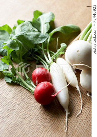 Image Cut Of Fresh Red Turnip And Radish Stock Photo