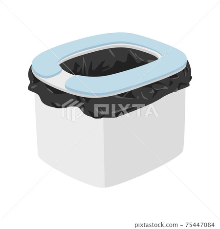 Illustration of a simple toilet. An emergency toilet to use in the event of a disaster. Illustration of a simple toilet. An emergency toilet to use in the event of a disaster. 75447084