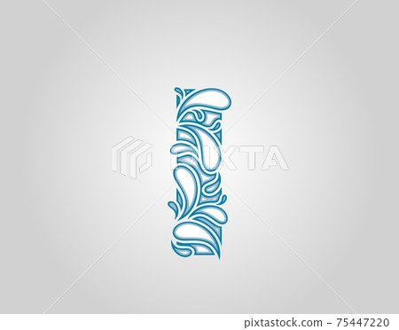 Water Splash,  Initial I Letter Logo Icon, water droplets and splash doodle alphabet icon. 75447220