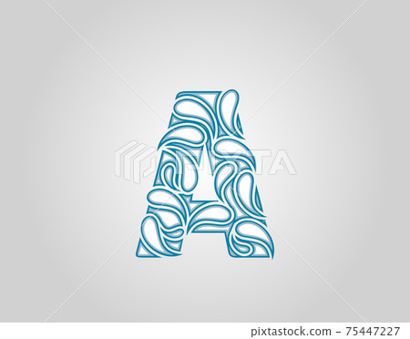 Water Splash, Initial A Letter Logo Icon, water droplets and splash doodle alphabet icon. Water Splash, Initial A Letter Logo Icon, water droplets and splash doodle alphabet icon. 75447227