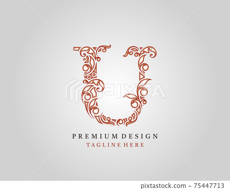 Letter U Luxury logo icon, Elegant flourishes ornament monogram design vector. 75447713