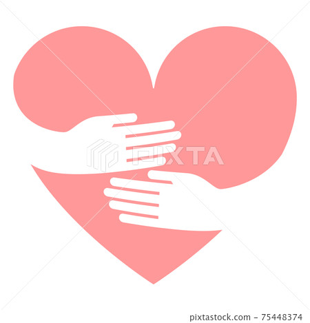 Illustration of both hands holding a heart 75448374