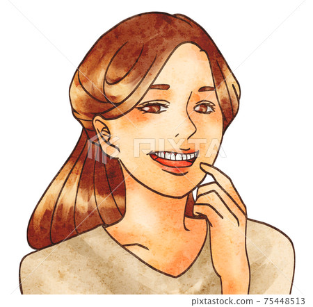 Laughing woman showing her teeth 75448513