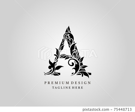 Luxury A Letter logo icon, elegant floral ornate monogram design vector. Luxury A Letter logo icon, elegant floral ornate monogram design vector. 75448713