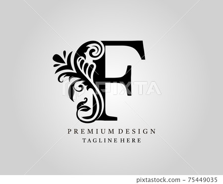 Luxury Monogram Letter F logo design, elegant floral ornate alphabet design vector. 75449035