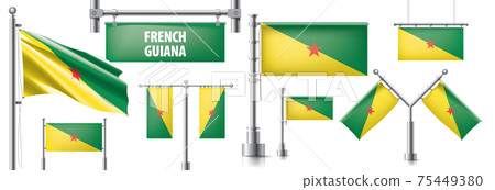 Vector set of the national flag of French Guiana in various creative designs Vector set of the national flag of French Guiana in various creative designs 75449380