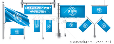 Vector set of the national flag of Food and agriculture organization in various creative designs Vector set of the national flag of Food and agriculture organization in various creative designs 75449381