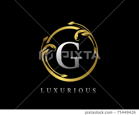 Luxury Circle Letter G Floral Design. Vintage Gold G Swirl Logo Icon. 75449426