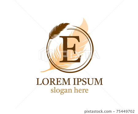 Feather letter E icon design, vector design concept circle feather with letter for initial luxury business, firm, law service, notary, boutique and more brand identity. 75449702